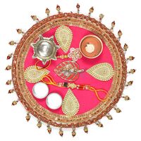 Pearl Leaf with Ganesha Jhalar Rakhi Pooja Thali