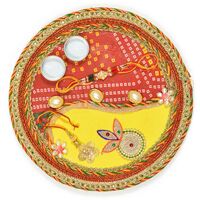 Amazing Laheriya Chunari Fancy Rakhi Pooja Thali