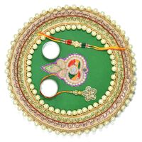 Superb Looking Pearl Bordered Rakhi Pooja Thali