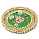 Superb Looking Pearl Bordered Rakhi Pooja Thali