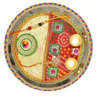 Twin Designer Chunari Rakhi Pooja Thali