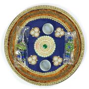 Pearl Beads Zardozi Gota Rakhi Pooja Thali
