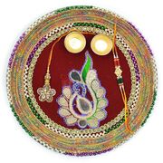 Glass and Dori Worked Awesome Rakhi Pooja Thali