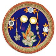 Elegant Looking Leaf Glass Rakhi Pooja Thali