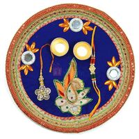 Elegant Looking Leaf Glass Rakhi Pooja Thali
