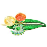 Beautiful Leaf Rakhi Pooja Thali with Roli Chawal Holder