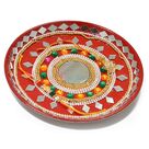 Mirror and Pearl Worked Painted Rakhi Pooja Thali