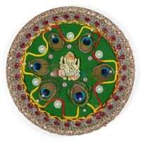 Beautiful Peacock Pearl Mouli Rakhi Pooja Thali