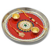 Marvellous Pearl Designer Rakhi Pooja Thali