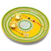 Beautiful Painted Fenta Liner Rakhi Pooja Thali