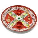 Painted Flowered Base Designer Rakhi Pooja Thali