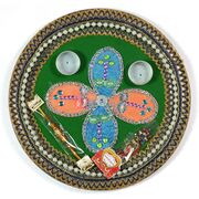 Multicolor Flower Kundan Pearl Rakhi Pooja Thali
