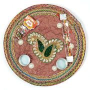 Kundan Handmade Paper Base Rakhi Pooja Thali