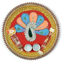 Fancy Multicolor Kundan Border Rakhi Pooja Thali