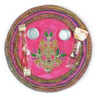 Beautiful Embroidery Work Jewel Rakhi Pooja Thali