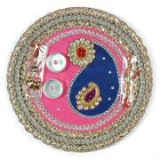 Kundan Gota Work Rakhi Pooja Thali for Raksha Bandhan