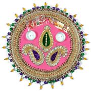 Kundan Zardozi Work Fancy Rakhi Pooja Thali with Jhalar
