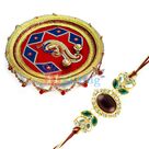 Royal Kundan Peacock Rakhi Pooja Thali with Diamond Rakhi