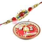 Swastik Ganesha Designer Thali with Crystal Pearl Rakhi