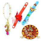 Swastik Pearl Thali with Pearl Kangan Rakhi and 2 Kids Rakhis