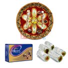 Ganesha Moli Pooja Thali with Kaju Roll and Rich Dry Fruit Chocolate