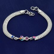 Pure 70% Silver Colourful Petals Rakhi