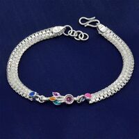 Pure 70% Silver Colourful Petals Rakhi