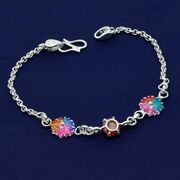 Pure 70% Silver Colourful Floral Design Rakhi