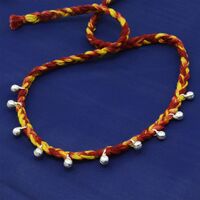 Mauli Threaded Rakhi with Pure 70% Silver Ghoongru