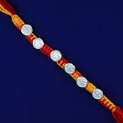 Swastika Design Divine Pure Silver Mauli Thread Rakhi