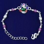 Shri Ganesha Meenakari Work 70% Pure Silver Amazing Design Rakhi - 9.2 Grams