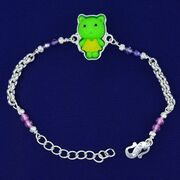 Teddy Bear Studded on Pure Silver Bracelet Rakhi - 11.9 Gram