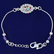 Diamond Jewel Studded Marvelous 70% Pure Silver Rakhi - 7.4 Grams
