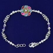 Stunning Looking Floral Shape Pure Silver Rakhi Bracelet for Brother - 12.8 Grams
