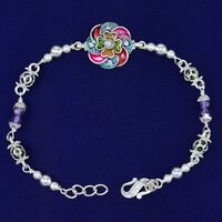 Stunning Looking Floral Shape Pure Silver Rakhi Bracelet for Brother - 12.8 Grams