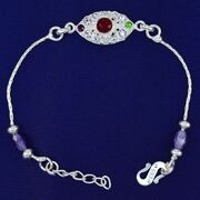 Stone Studded 70% Pure Silver Design Beautiful Rakhi - 7.3 Grams