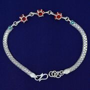 Marvelous Red Beaded 70% Pure Silver Amazing Attractive Rakhi - 10.7 Grams