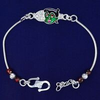 Meenakari Work Kid Face Beautiful Looking Pure Silver Rakhi - 8.0 Grams