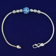 Blue Bead in Mid of 70% of Pure Silver Design Awesome Looking Rakhi - 9.7 Grams