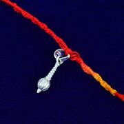 Auspicious Hunuman Ghotta Red Mauli Thread Pure Silver Rakhi
