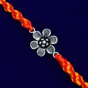 Pure Silver Floral Shape Amazing Sacred Mauli Thread Rakhi