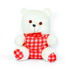 White Red Checky Soft Teddy Bear 