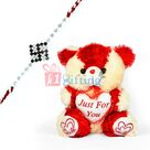 Pink Red Medium Teddy Bear n One Auspicious Rakhi