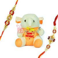Exciting Elephant Stuffed Toy with 2 Rakhis