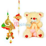 Stuffed Cutty Girl Teddy Bear and Pearl Bhaiya Bhabhi Rakhis