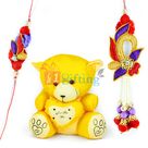 Little Yellow Heart Teddy Bear Kid Toy n Zardosi Bhaiya Bhabhi Rakhis