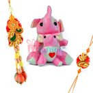 Twin Elephant Stuffed Toy for Kids n Zardosi Beads Bhaiya Bhabhi Rakhi