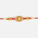 Wooden and Golden Beads Ganesha Rakhi with Sandal Wood