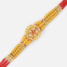 Golden Jewel Central Floral Sandalwood Rakhi