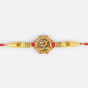 Auspicious Floral Shape OM Designer Sandalwood Rakhi